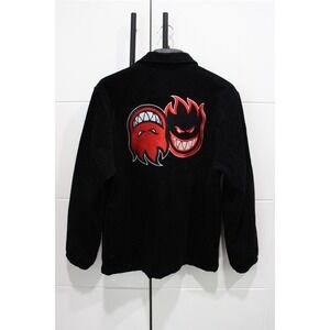 Spitfire Corduroy Black Jacket Adult Men's M Medium Big Head Red White Black EUC